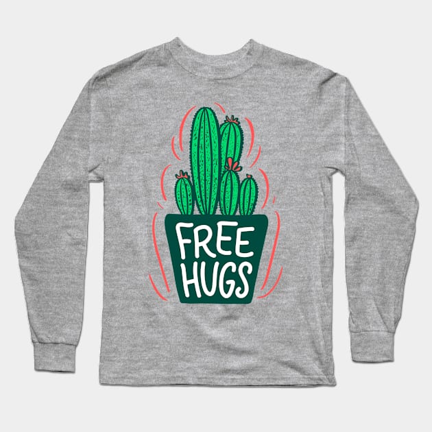 cactus free hugs Long Sleeve T-Shirt by Mako Design 